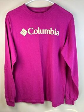 Columbia Medium Long Sleeve Everyday Tee in Fuchsia with Cream Logo P2P 20